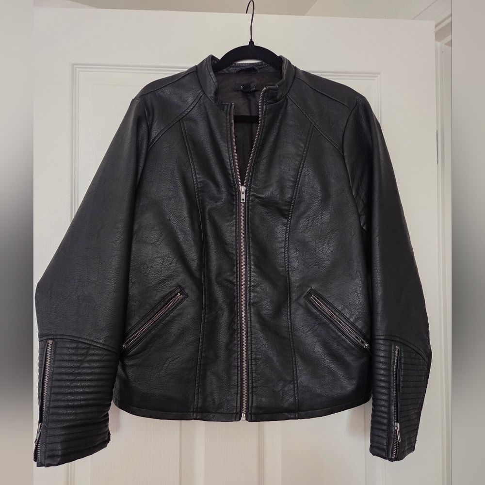 Torrid Black Leather Jacket with Zipper Details